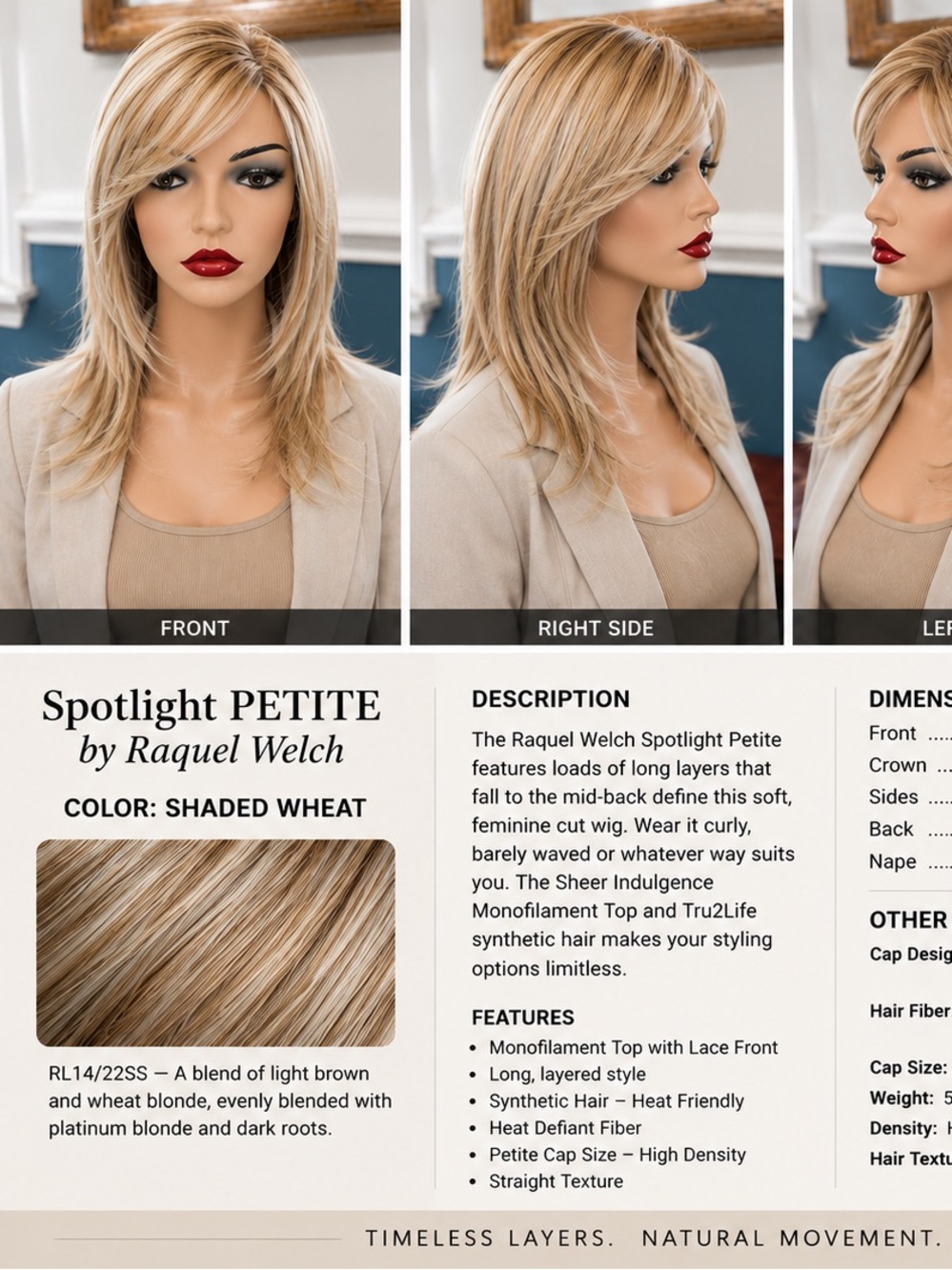 Raquel Welch Spotlight Petite Wig in Shaded Wheat